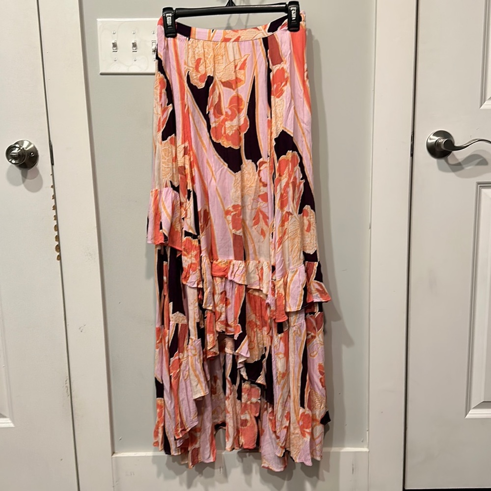 Free people flowy layer maxi skirt